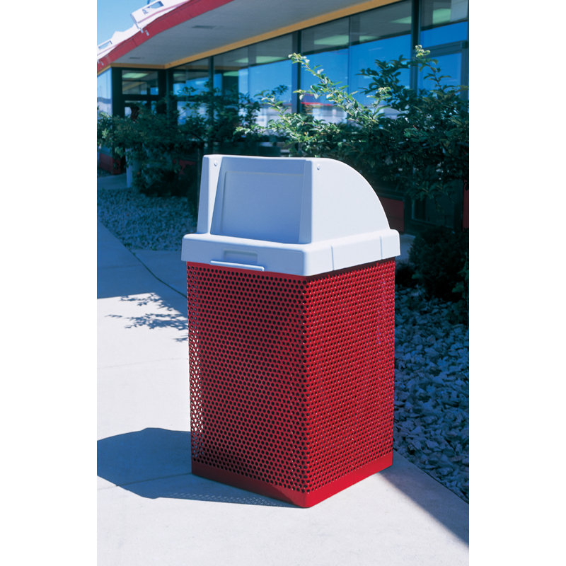 Steel Swing Top Kitchen Trash Can - 38 Gallons, White