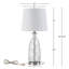 Lampe de table 23,5 po en verre transparent avec base texturée et abat-jour en tissu blanc-871524594