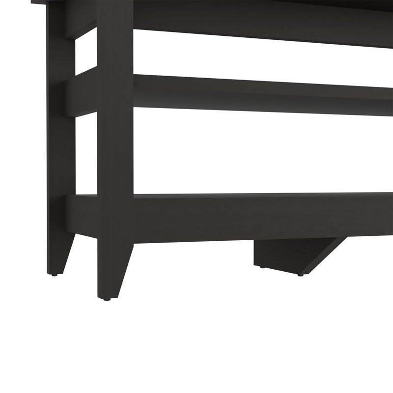 Misuri Black Manufactured Wood Storage Bench with 2 Shelves
