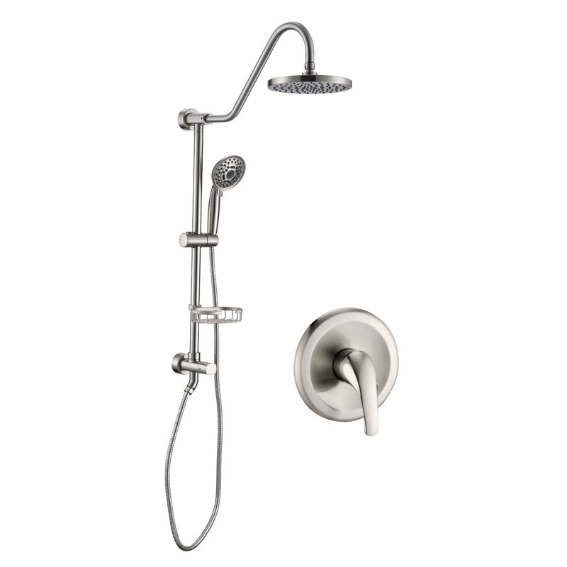 Système de douche complet avec valve brute, Nickel brossé