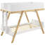 Lit simple superposé simple avec finition blanche, charme rustique, fond ouvert, structure de style tréteau et lit supérieur moderne sécuritaire, accents de bois naturel, accès angulaire facile