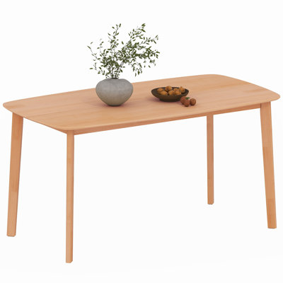 Solid Wood Dining Table for 6 People, Long Rustic Rectangular Kitchen Table with Large Tabletop for Dining Room, Natural by George Oliver