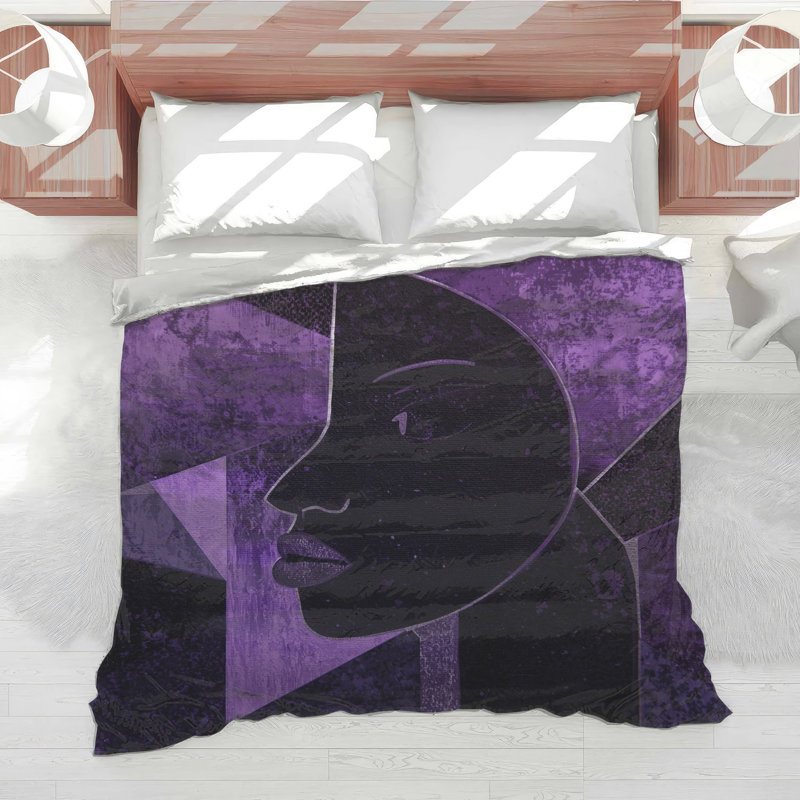 Purple Geometric Portrait Comforter, Twin