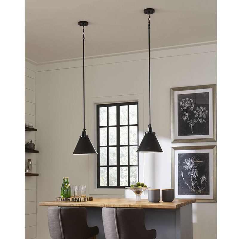 Luminaire suspendu conique 1 lumière, Noir mat