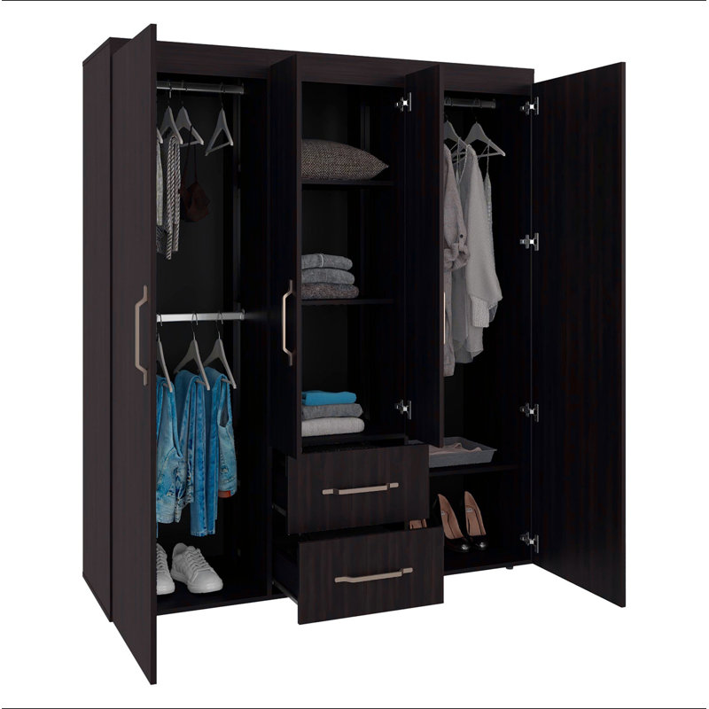 Armoire 4 portes en noyer teint