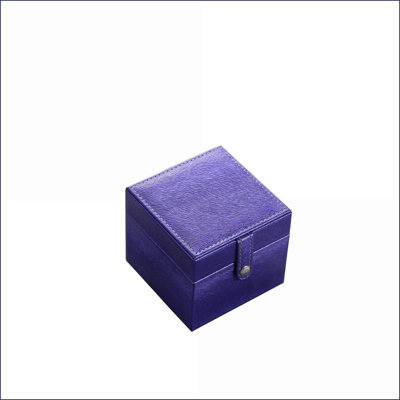 Boîte à bijoux pour bijoux, similicuir carré bleu azur de 4 po | Bleu | Similicuir