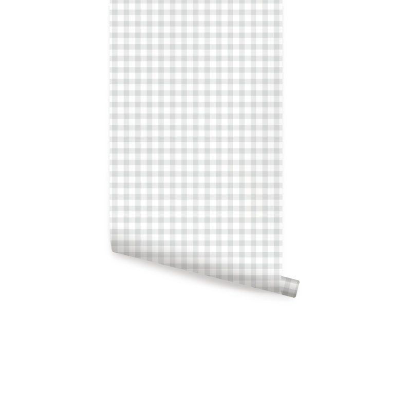 Papier peint adhésif à carreaux vichy, Gris