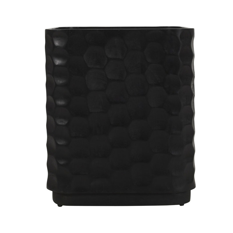 Square Black Solid Wood Accent_End Table, Black
