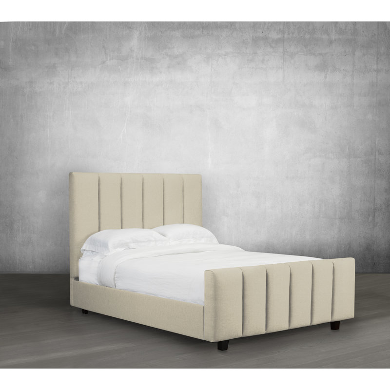 Lit plateforme en tissu d’ameublement, Ivoire, Grand