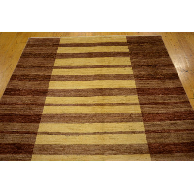Tapis de zone en laine 5 pi x 6 po noué la à la main one-of-kind Nash