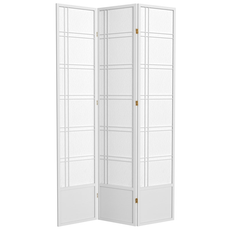83.5" Double Cross Shoji Room Divider, White, 3 Panels