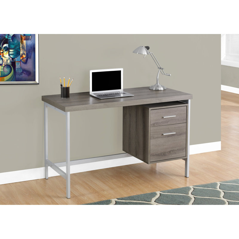 Bureau d'ordinateur, bureau personnel, ordinateur portable, installation à gauche, à droite, tiroirs de rangement, L 48 po, travail, stratifié brun, contemporain, moderne