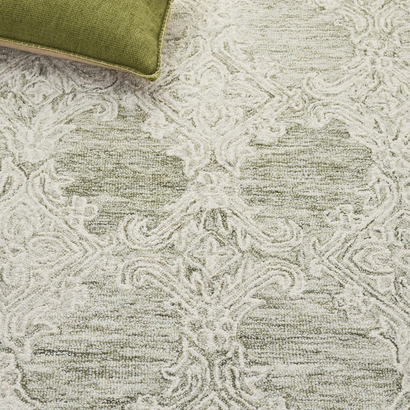 Abstract 561 Hand Tufted 80% Wool; 20% Cotton Damask Rug, Rectangle 6' x 9'