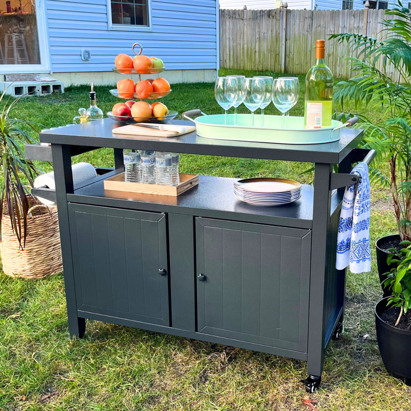 35.51'' H x 51.67'' W 3 - Cabinet Utility Cart with Wheels, Dark Gray