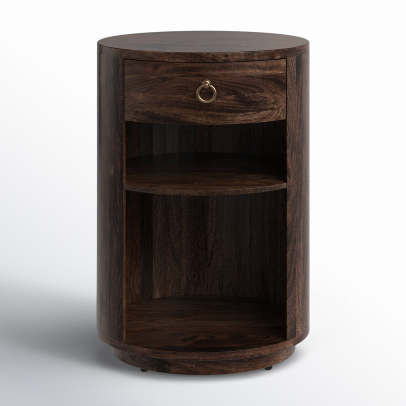 Aviel Drum End Table with Storage