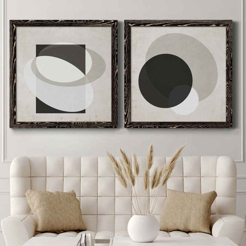 Moderniste Neutre III, ensemble de 2 reproductions d'art sur toile encadrées, H 31,5 po x l 63 po x P 1,5 po