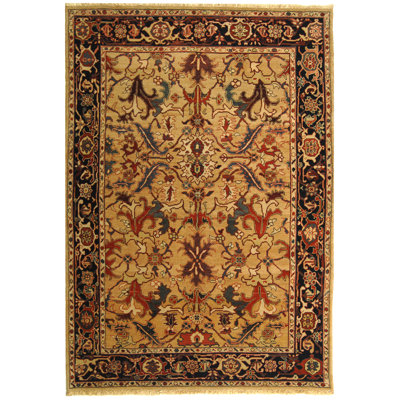 Turkistan Wool Pile Rug in Navy/Taupe