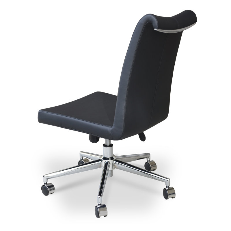 Task Chair, White Faux Leather, Black (2007-12), Silver