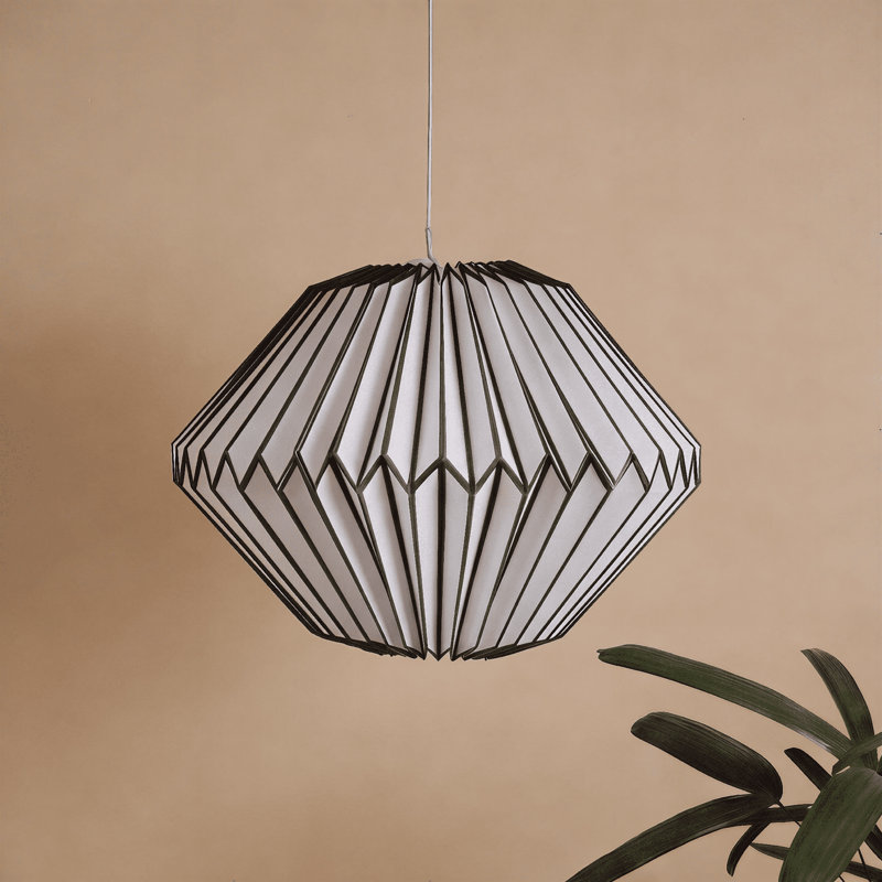 25 cm H Oval Pendant Shade in Black and White