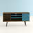 Liberty 53" Mid-Century Modern 5-Shelf TV Stand for TVs up to 50" in Rustic Brown and Blue Slate-1955798205