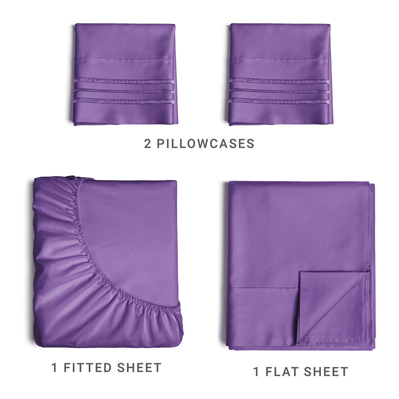 Premium Cooling, Soft & Wrinkle Free Sheet Set - Ultra Soft & Premium Hotel Luxury Bed Sheet Set, Purple