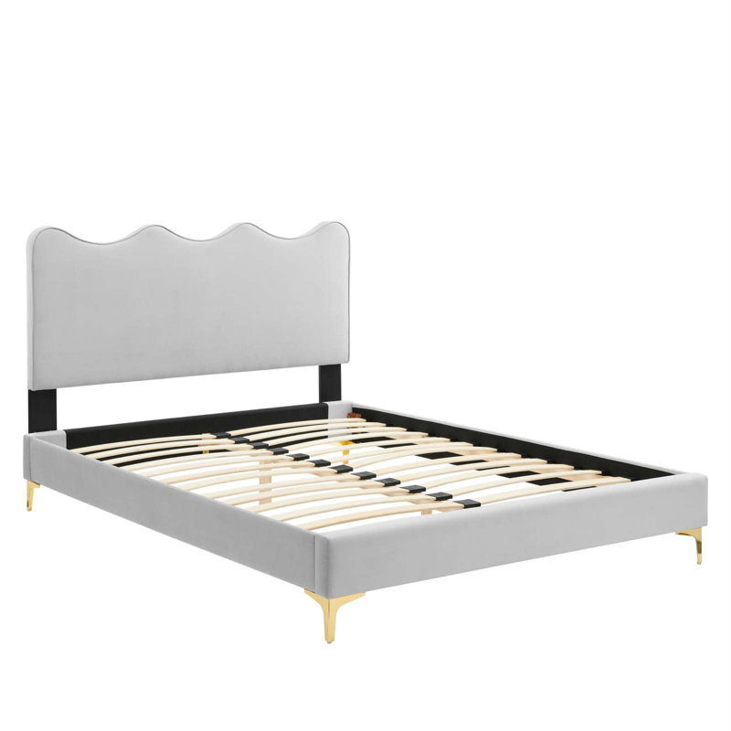 Lit plateforme en velours actuel Performance par Modway, Blanc, Très grand