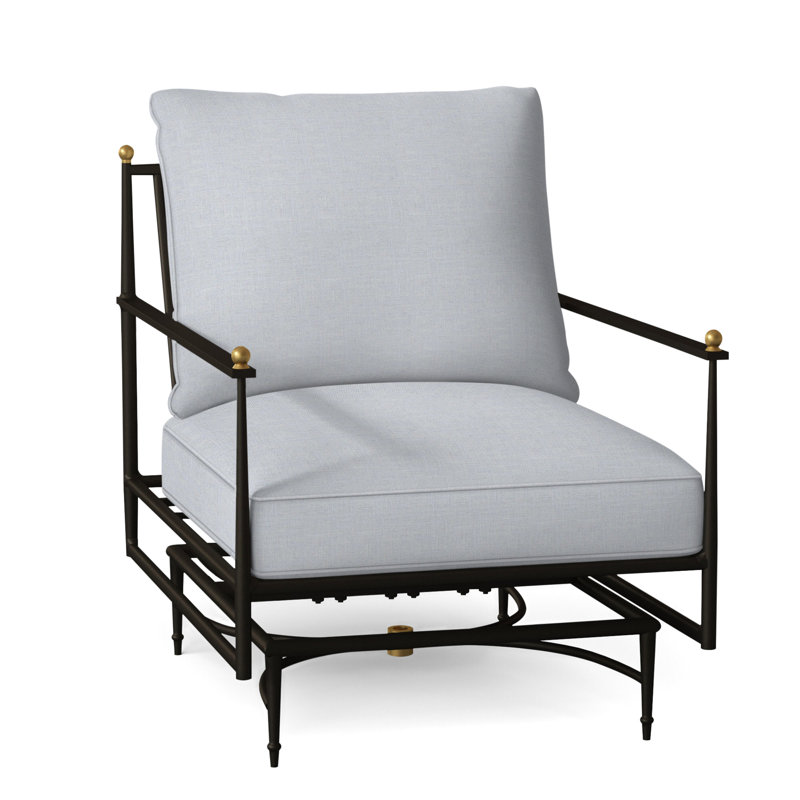 Roma Patio Armchair with Cushions, Dove Sunbrella® Linen, Welt, Standard Plus