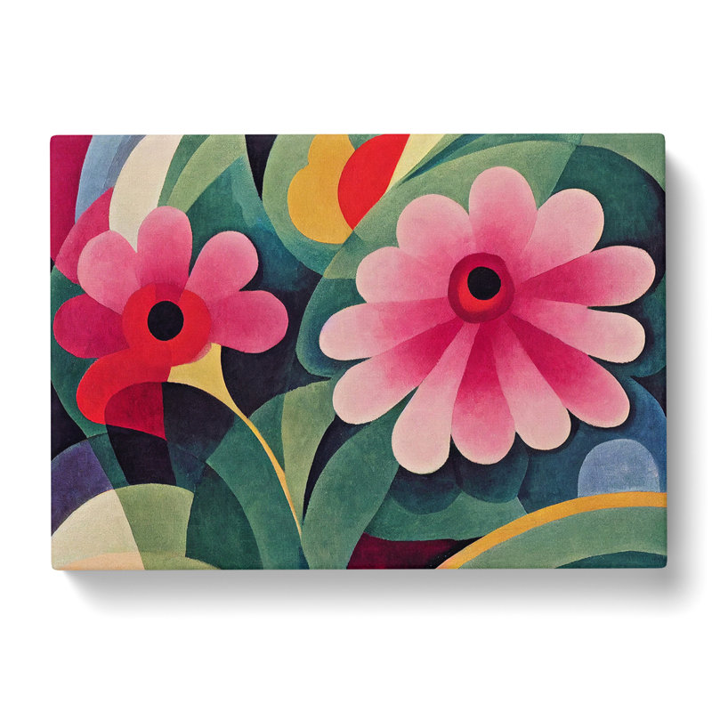Cute Abstract Carnation Flowers - Wrapped Canvas, 40cm H x 60cm W x 3cm D