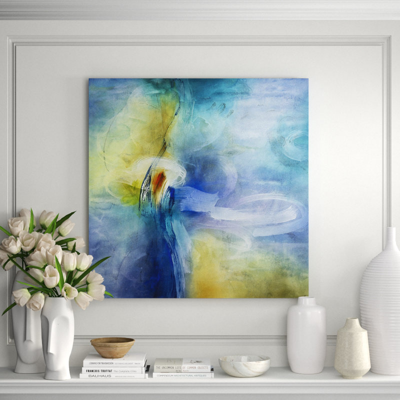 Follow Through Painting by Jennifer Hollack Raboin, 40" H x 40" W x 2.25" D, Silver Frame Canvas