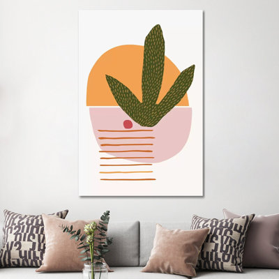 Desert Sunscape Green by Modern Tropical - Wrapped Canvas Painting