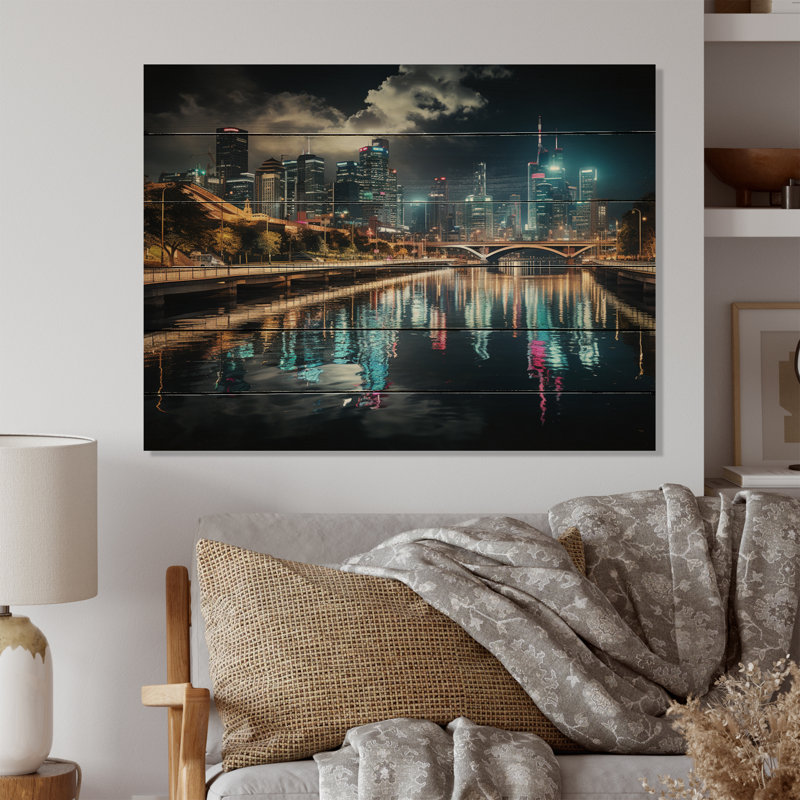 Houston, beau paysage urbain, photo sur bois, H 10 po x l 20 po x P 0,78 po
