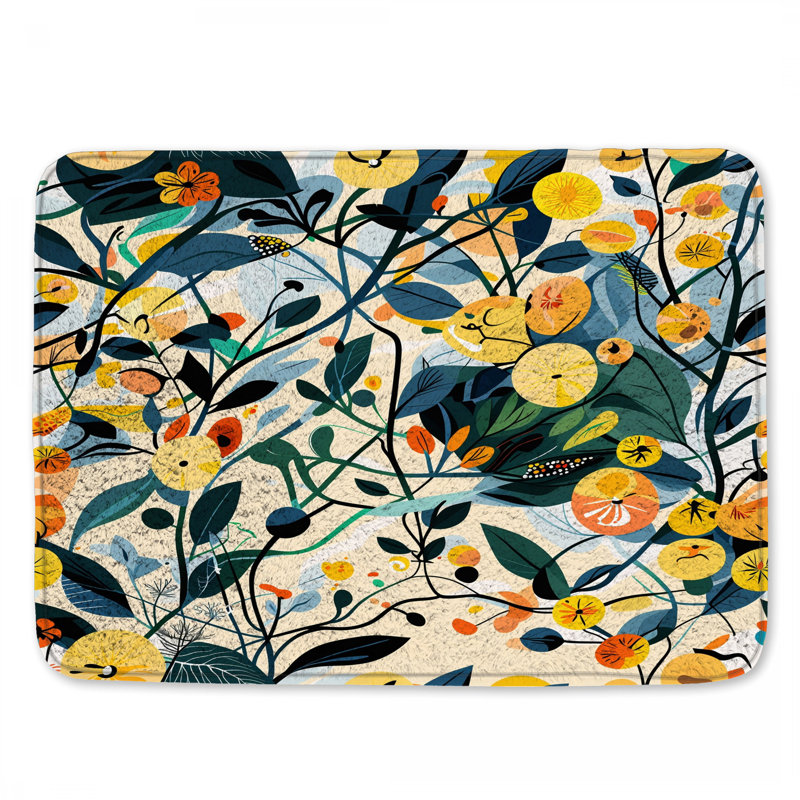 Tapis de bain floral, 34 po L x 21 po L