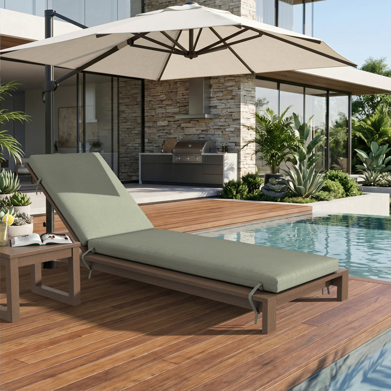 Lani Sunbrella® Outdoor Chaise Lounge Cushion, 21" W x 78" D, Sunbrella Canvas Seasalt