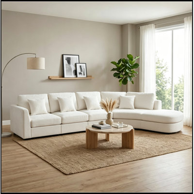 Canapé modulaire incurvé modulaire avec assise profonde et 4 coussins décoratifs