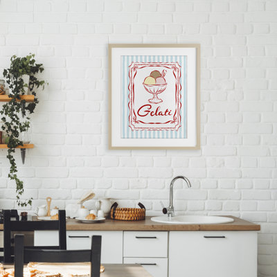 «Italian Summer Gelati», reproduction sous verre encadrée, design par Miriam Wood