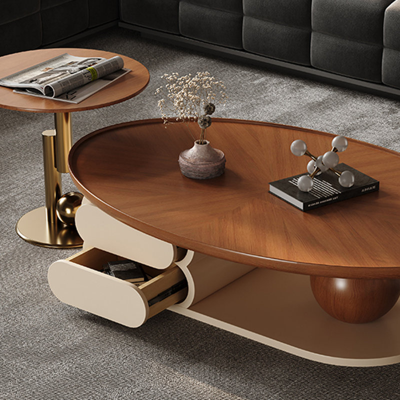 Cream style creative solid wood coffee table
