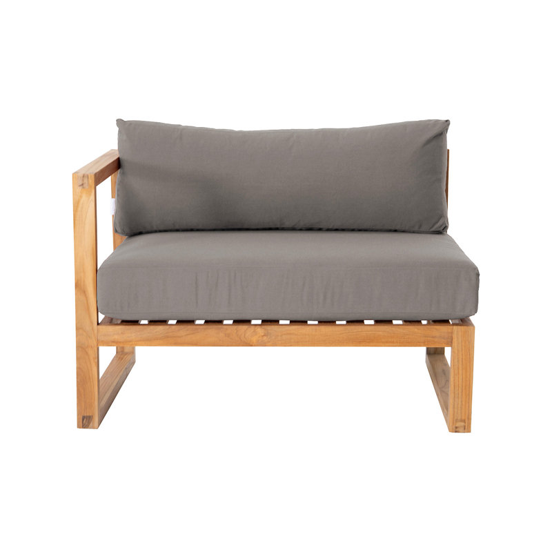 Méridienne d'extérieur en bois de teck Predag, Taupe