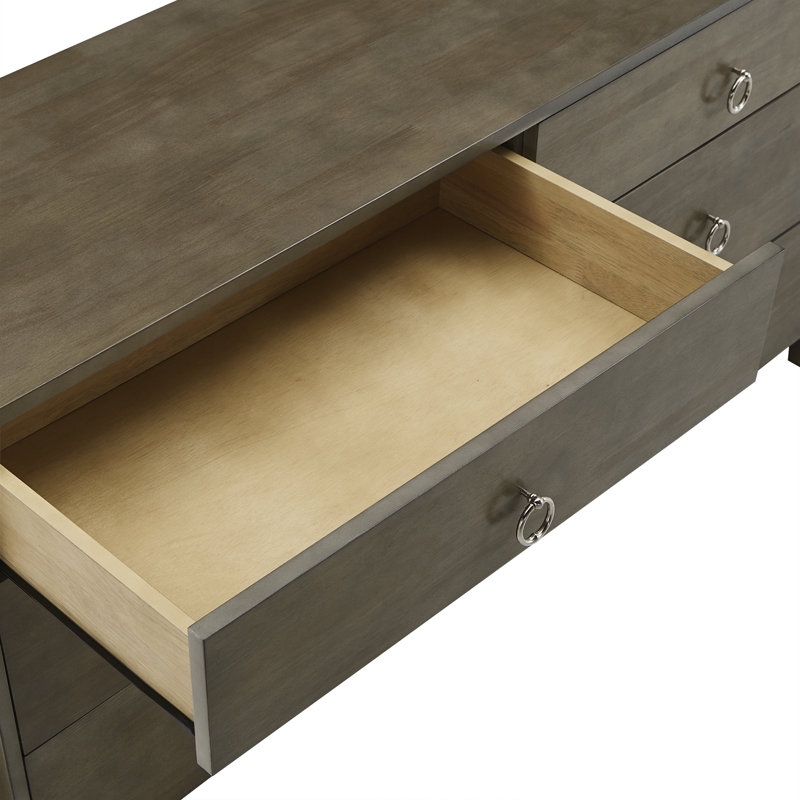 Commode double 6 tiroirs Selzer, Gris anthracite clair
