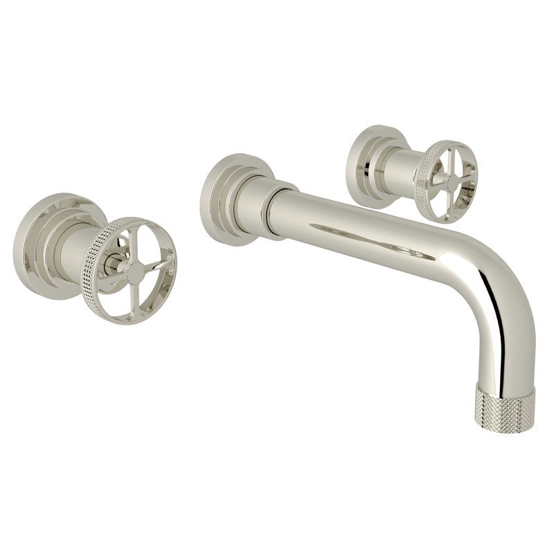 Campo Wall Mount Lavatory Faucet Trim, Polished Nickel, Wheel