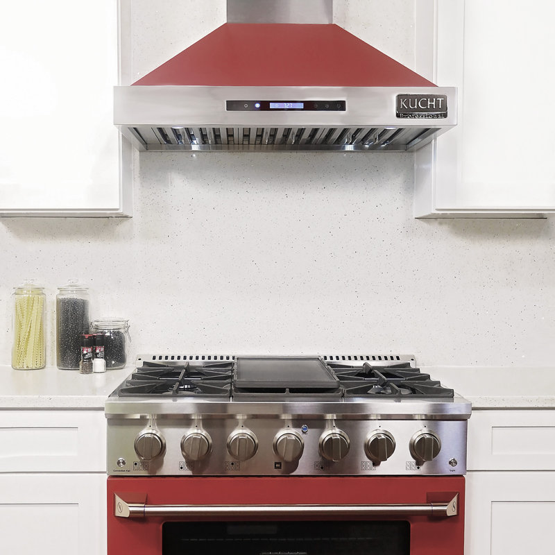Kucht Stainless Steel Wall Range Hood, 28.75" H x 29.5" W x 22" D, White