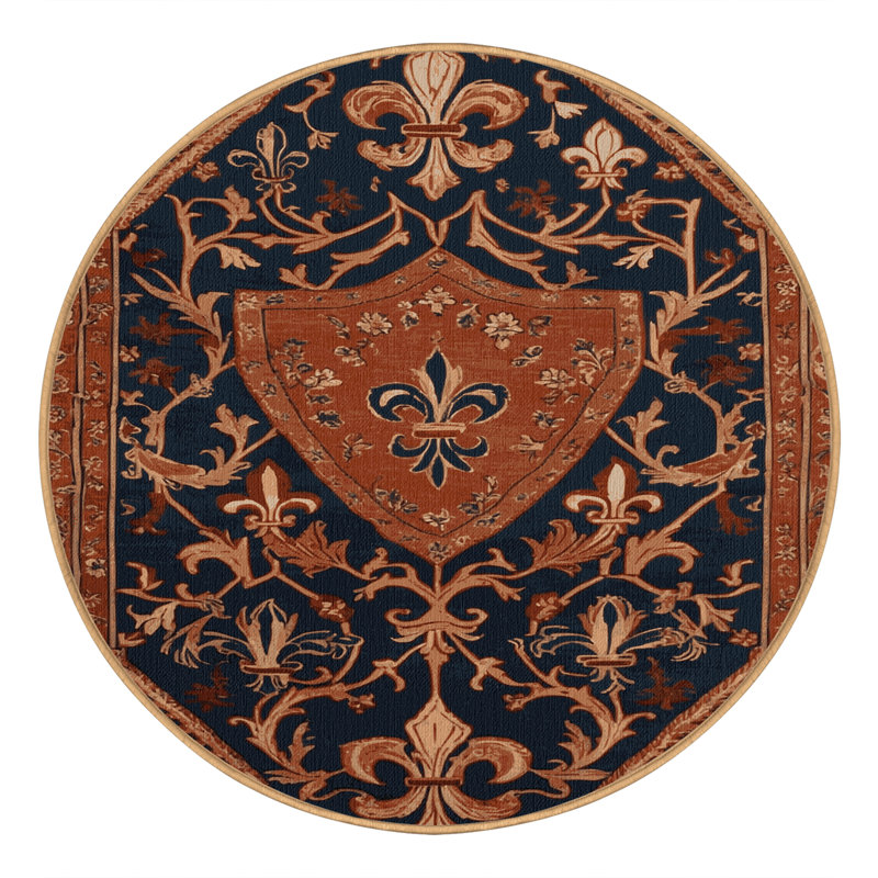 Tapis brun français lavable à la machine, Rond 5 pi