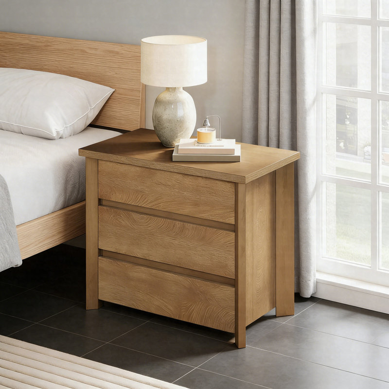 31.5" Wide Nightstand, Farmhouse Bedside Table With 3 Drawers