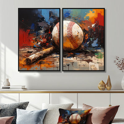 Baseball Collage II - décoration murale moderne multicolore