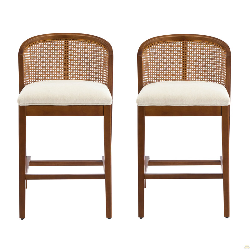 Tabouret de comptoir d'intérieur en bois, ensemble de 2, Noyer