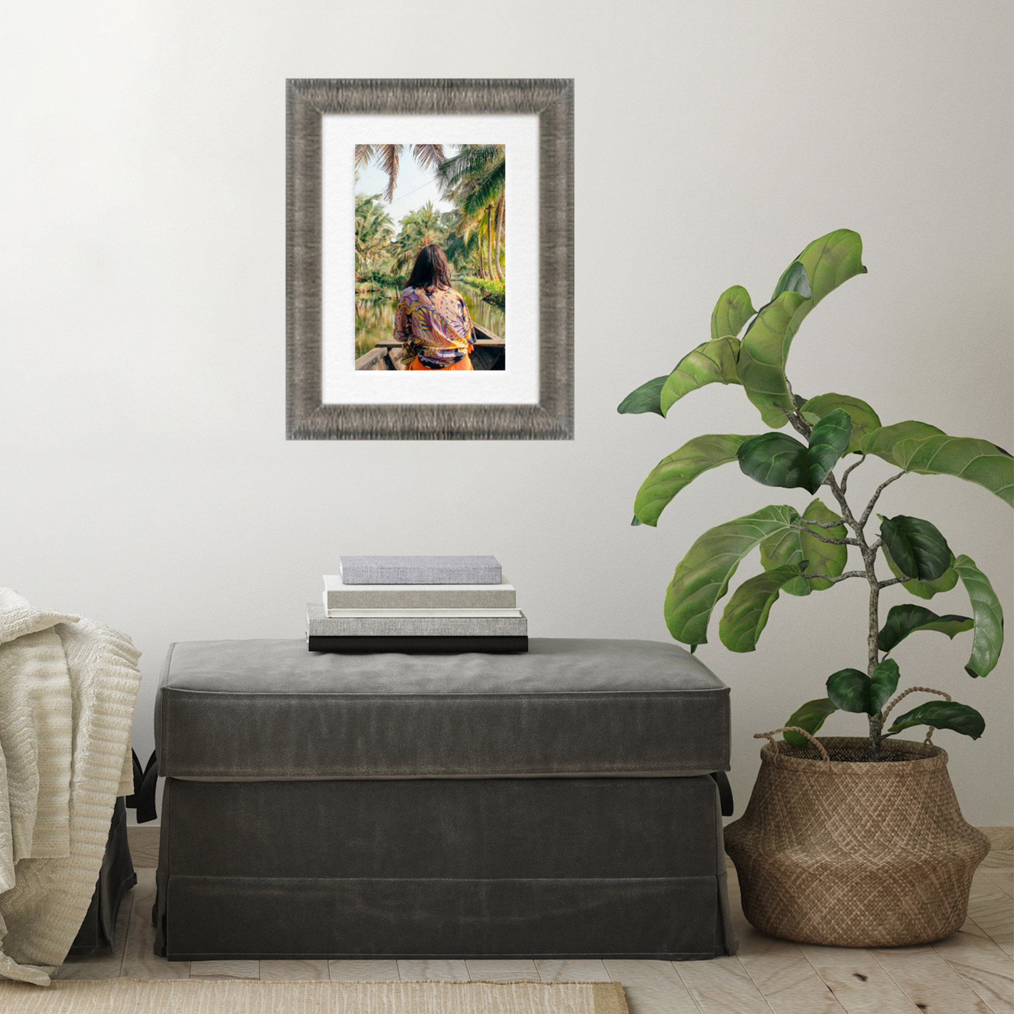 Chopra Wood Picture Frame with Mat, 8" x 10", Fog