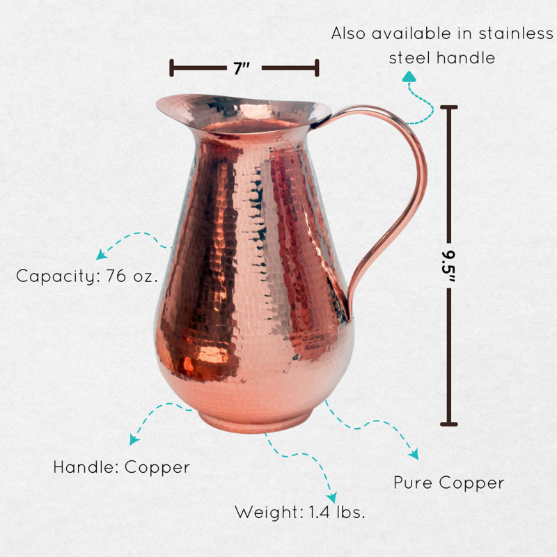 Bisotun Copper Water Pitcher, Copper Handle