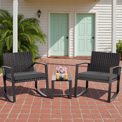 Ferlin 4-Person Outdoor Set – Wicker/Metal/Wood, Waterproof Cushions & UV-Resistant Frame