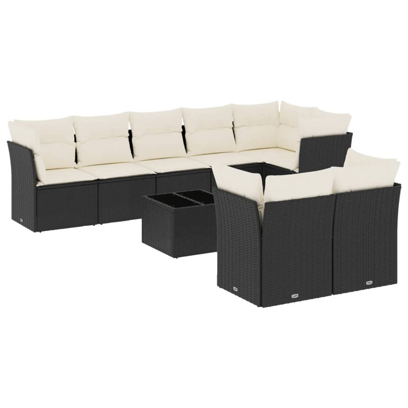 Ensemble de canapé de jardin Vidaxl noir et blanc crème
