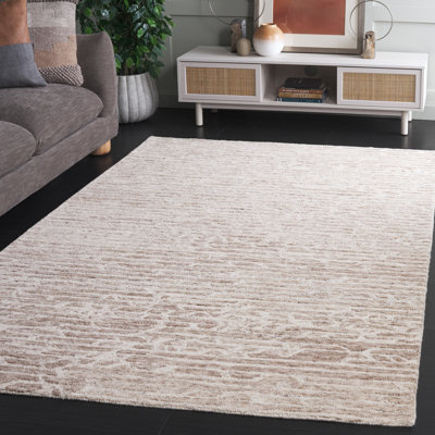 Tapis abstrait en laine / coton touffeté à la main ébène 927 brun clair / ivoire