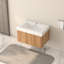 Meuble-lavabo mural de 30 po avec lavabo intégré, couleur bois, conception minimaliste pour les salles de bain compactes, espace, contreplaqué, poignées biseautées, tracas de quincaillerie Easy Diy - Manuel d'assemblage